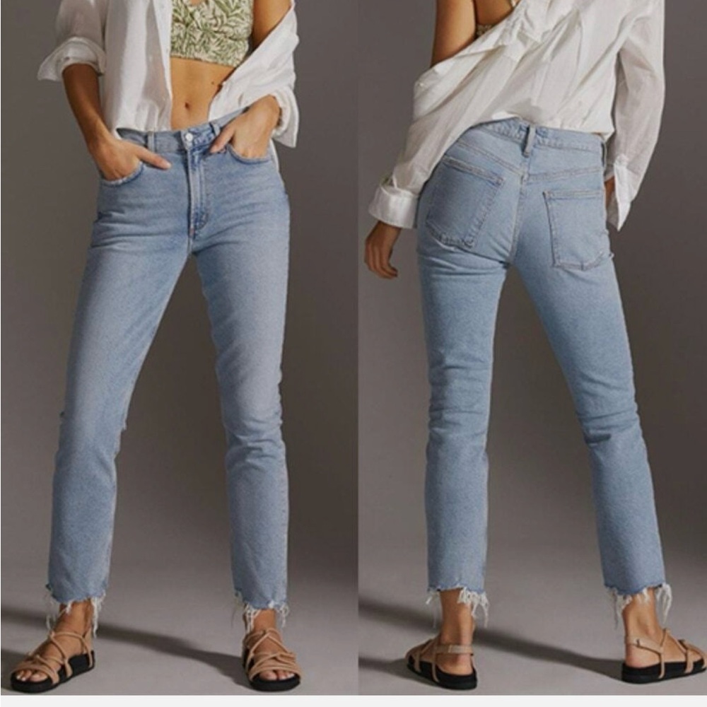 Agolde Merrel Mid Rise Denim Straight Jeans in wash Astray Size: 32